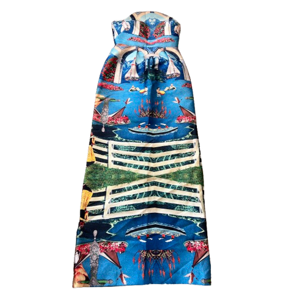 Alice McCall Souls In Motion Lake Como Printed Strapless Maxi Dress Gown Sz 4 - Picture 9 of 13